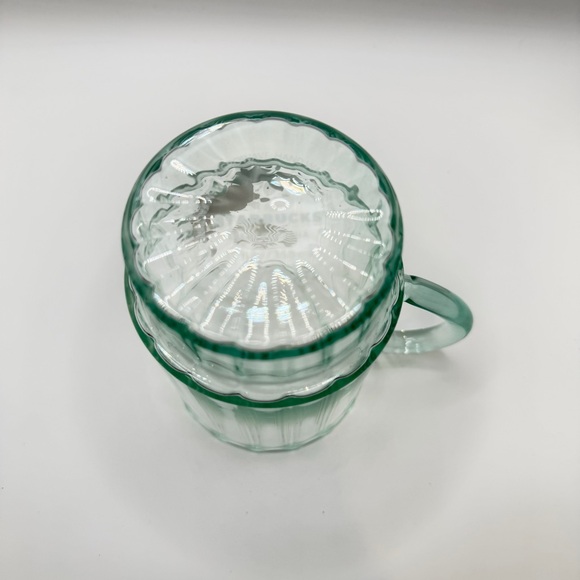 New Starbucks Korea Hibiscus Flower Mint Green Glass Coffee Mug Rose Of Sharon - Picture 5 of 11